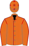 Orange, Red seams, Orange cap, Red stars