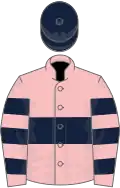 Pink, Dark Blue hoop, hooped sleeves, Dark Blue cap