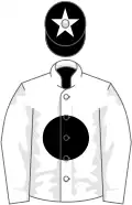 White, black disc, black cap, white star