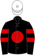 Black, red disc, two red armlets, white cap