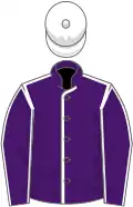 Purple, white seams, white cap