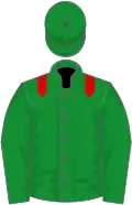 Emerald green, red epaulettes, emerald green cap