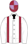 White, maroon braces, maroon and mauve qtd cap