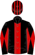 Black, red stripe, diabolo on sleeves, striped cap