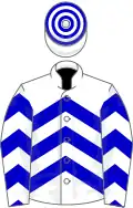 White, blue chevrons, hooped cap