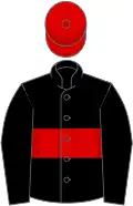Black, red hoop and cap