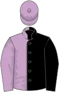 Black and lilac (halved), lilac cap