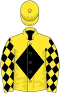 Yellow, black diamond, diamonds on sleeves