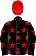 Black, red stars and cap