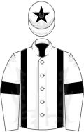 White, black braces, armlets and star on cap