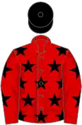 Red, black stars, black cap