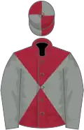 Maroon and grey diabolo, grey sleeves, quartered cap