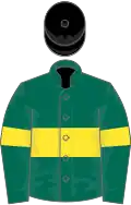 Dark Green, Yellow hoop and armlets, Black cap