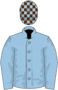 Light blue, brown check cap