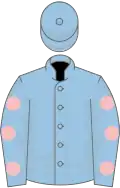 Light blue, pink spots on sleeves