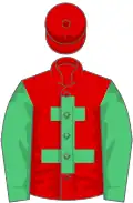 Red, emerald green cross of lorraine and sleeves