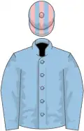 Light blue, light blue and pink striped cap