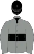 Grey, black hoop, black cap