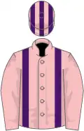 Pink, purple braces, striped cap