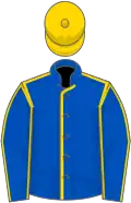 Royal blue, gold seams and cap