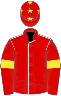 Red, white seams, red sleeves, yellow armlets and stars on red cap