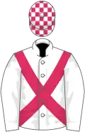 White, cherry cross-belts, check cap