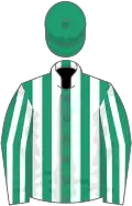 Emerald green and white stripes, emerald green cap