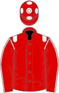 Red, white epaulets, red sleeves, white seams, red cap, white spots