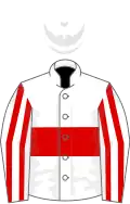 White, Red hoop, striped sleeves, White cap