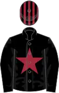 Black, maroon star, striped cap