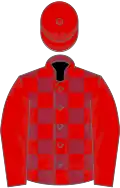 Maroon and Red check, Red sleeves and cap