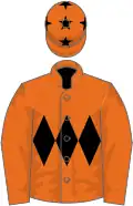 Orange, black triple diamond, stars on cap