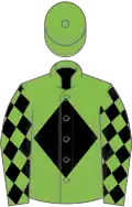 Light green, black diamond, black diamonds on sleeves, light green cap