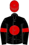 Black, red disc, armlets and cap