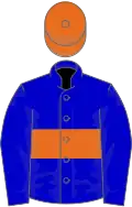 Blue, orange hoop and cap