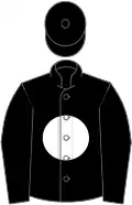 Black, white disc, black cap