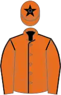 Orange, black seams, orange cap, black star