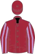 Maroon, mauve striped sleeves