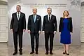 Čaputová with U.S. President Joe Biden, Romanian President Klaus Iohannis and Polish President Andrzej Duda at the Bucharest Nine summit in Warsaw, 2023