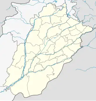Pakistan, with Lahore pinpointed at the northeast