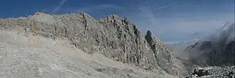 Southern side of the Partenkirchner Dreitorspitze (2,633&nbsp;m or 8,638&nbsp;ft)