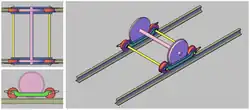 A rollerskate schematic from various perspectives