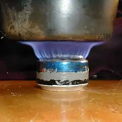 A beverage-can stove; the pot stand is omitted for clarity