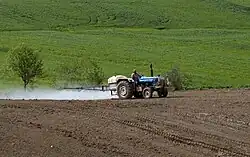 Image 14Pesticide application for chemical control of nematodes in a sunflower planted field. Karaisalı, Adana - Turkey. (from Agricultural safety and health)