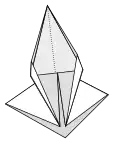 Petal fold on one half of a preliminary fold
