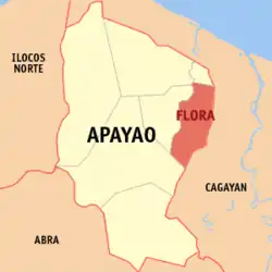 Map of Apayao, Kalinga-Apayao, Mountain Province with Flora highlighted