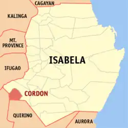 Map of Isabela with Cordon highlighted