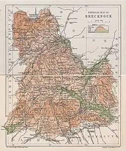map of Breconshire