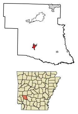 Location of Murfreesboro in Pike County, Arkansas.