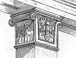 A pillar, or pile, capital, positioned on a square column, Priene.